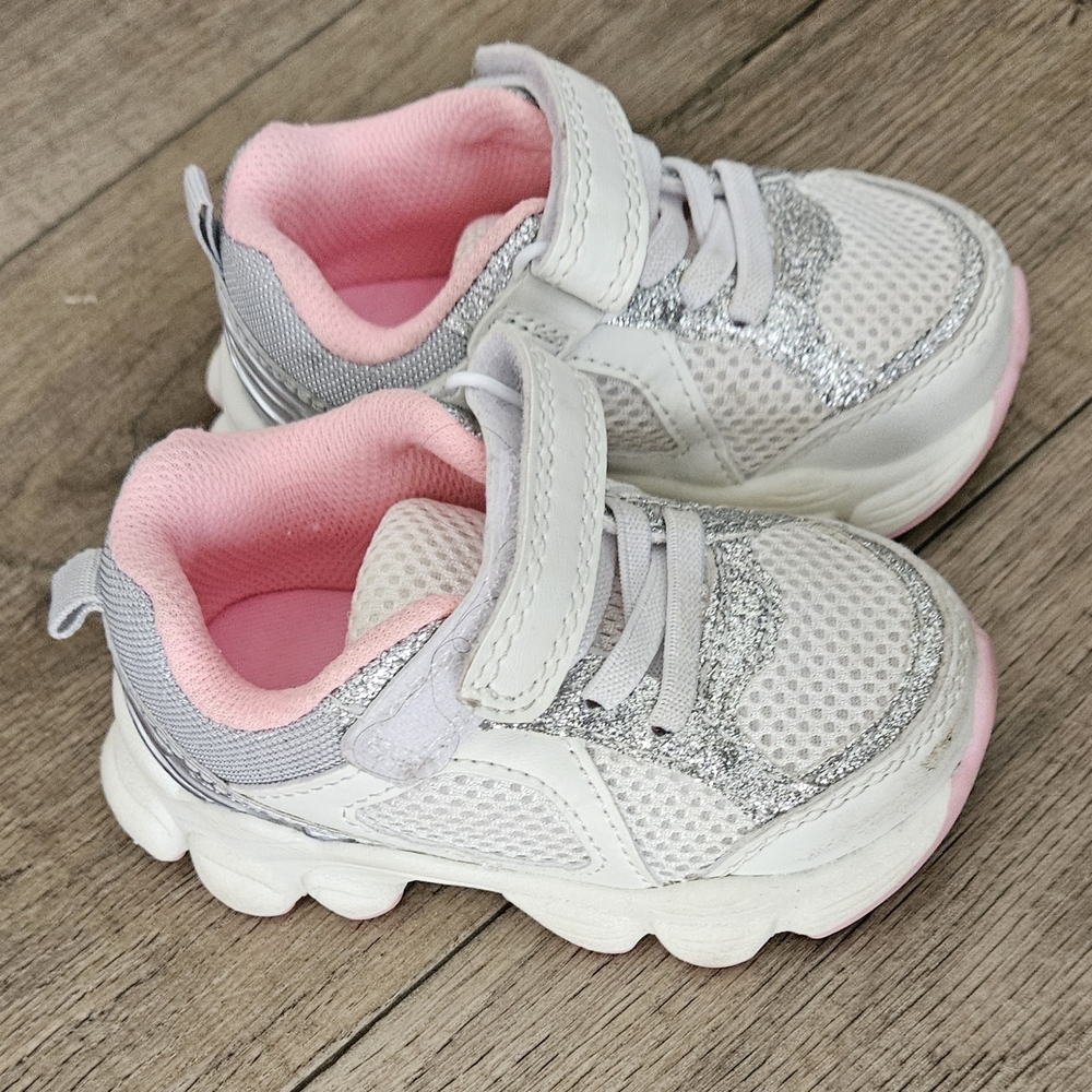 Carter's White and Pink Kids Sneakers